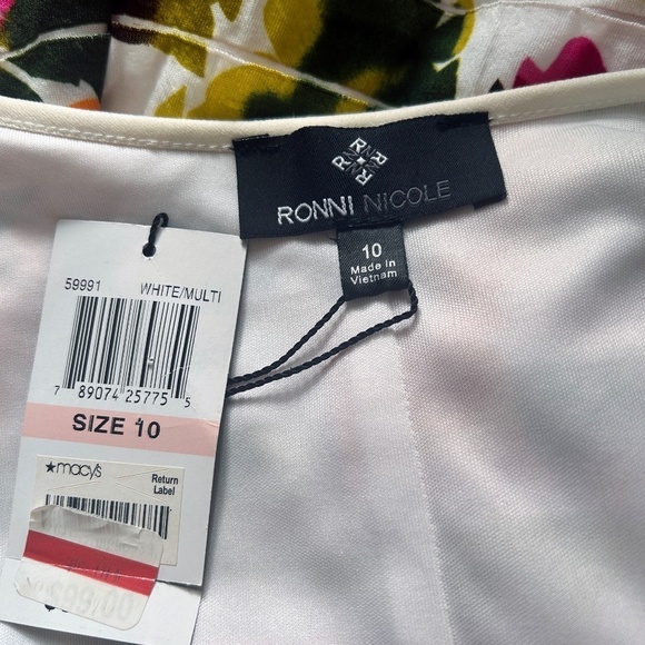 Ronni Nicole Dress Sheath Ruched Horizontal Ruffles Multi Colour Floral Print - Picture 13 of 16